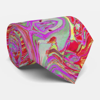 Cool Abstract Magenta and Red Groovy Retro Neck Tie
