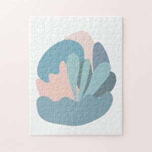 Cool Abstract Modernism in Blue and Blush  Jigsaw Puzzle