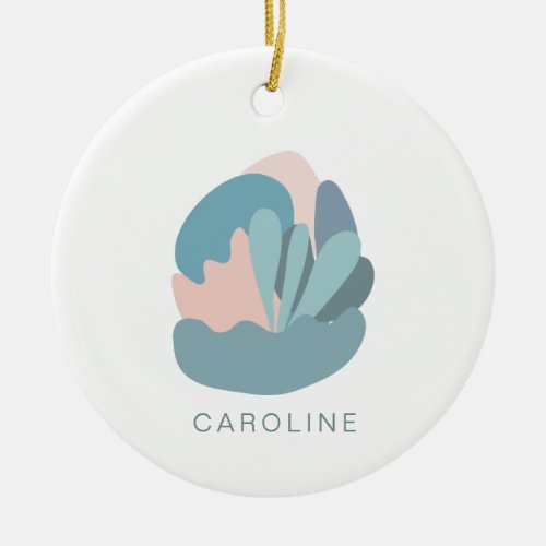 Cool Abstract Modernism in Blue Personalized  Ceramic Ornament