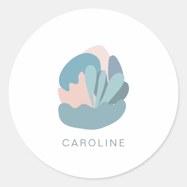 Cool Abstract Modernism in Blue Personalized  Classic Round Sticker (Front)