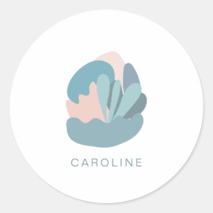 Cool Abstract Modernism in Blue Personalized  Classic Round Sticker