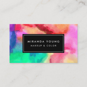 Cool Abstract Multi-color Watercolors III Modern Business Card