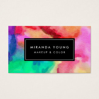 Cool Abstract Multi-color Watercolors III Modern Business Card