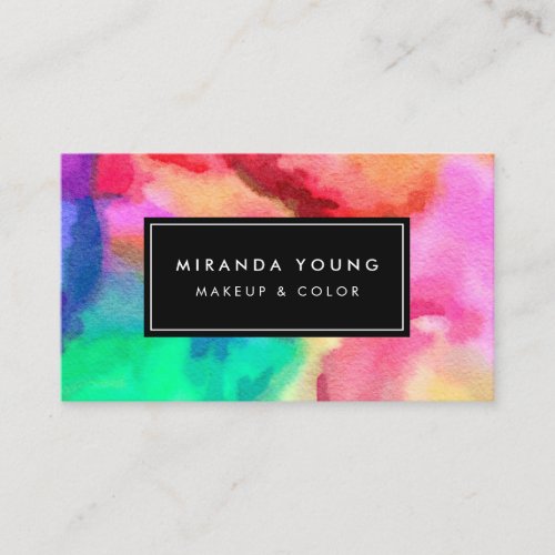 Cool Abstract Multi_color Watercolors III Modern Business Card