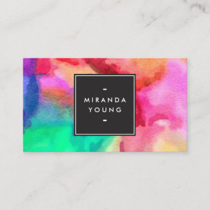 Cool Abstract Multi-color Watercolors Modern Business Card