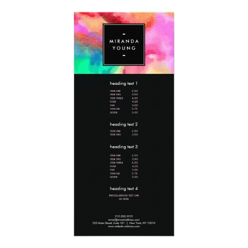 Cool Abstract Multi_color Watercolors Modern Rack Card