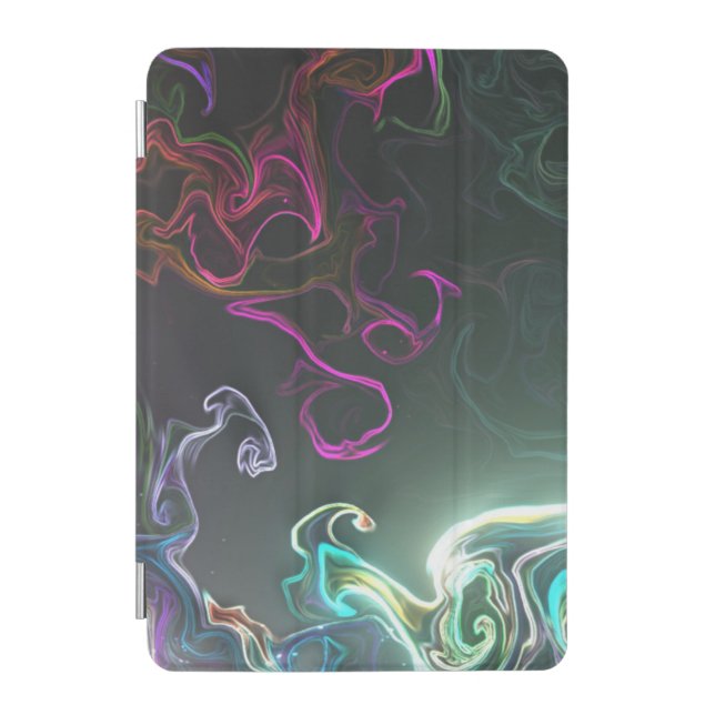 Cool Abstract Neon Liquid Art Black iPad Mini Cover (Front)