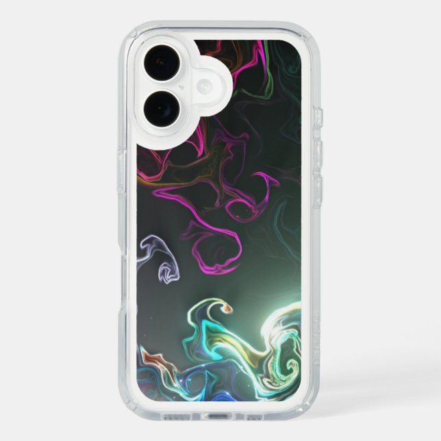 Cool Abstract Neon Liquid Art Black Speck iPhone Case (Front)