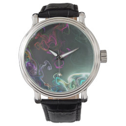 Cool Abstract Neon Liquid Art Black Watch