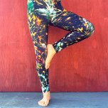Cool Abstract Orange White Splatters Black Galaxy Leggings<br><div class="desc">Be a trendsetter in these super stunning photography leggings of sparkly gold, orange, light teal, and white light splatters on a black celestial background! Work out, run errands, or just hang out. So unique, you’ll never have to worry about any copycats! Add a solid black top for the ultimate in...</div>