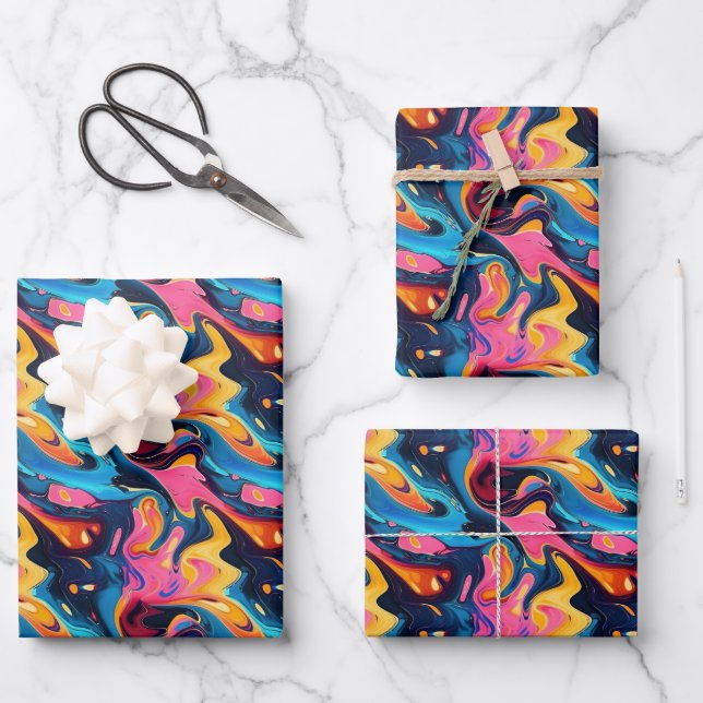 Cool abstract pattern party  wrapping paper sheets (Front)