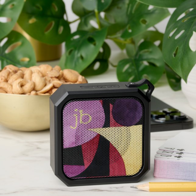 Cool Abstract Pattern with Monogram Initials Bluetooth Speaker (Insitu(Table))