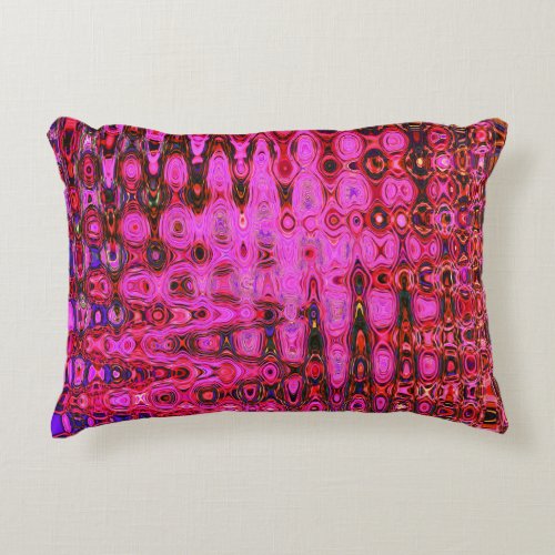 Cool Abstract Pink and Black Atomic Retro Zigzags Accent Pillow