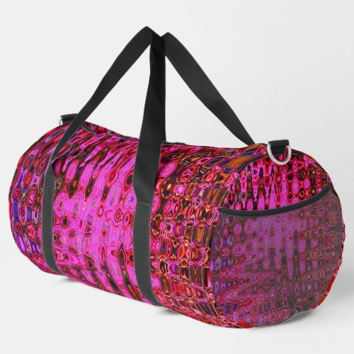 Cool Abstract Pink and Black Atomic Retro Zigzags Duffle Bag