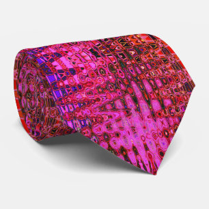 Cool Abstract Pink and Black Atomic Retro Zigzags Neck Tie