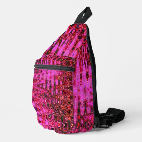 Cool Abstract Pink and Black Atomic Retro Zigzags Sling Bag