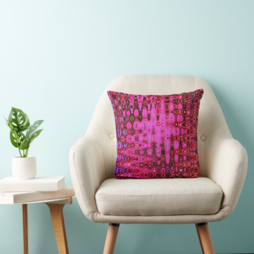 Cool Abstract Pink and Black Atomic Retro Zigzags Throw Pillow