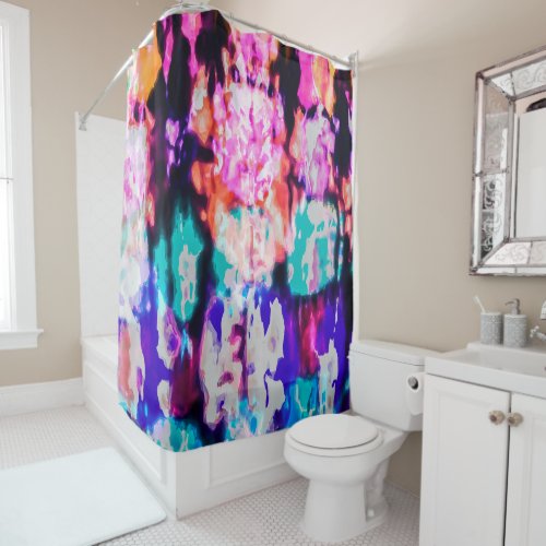 Cool Abstract Pink Blue Black Tie Dye Pattern Shower Curtain