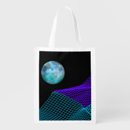 Cool Abstract Planet Dimensions Purple Blue Black Grocery Bag