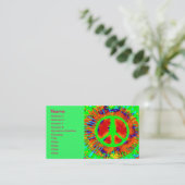 Cool Abstract Psychedelic Tie-Dye Peace Sign Business Card (Standing Front)