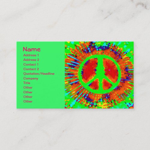 Cool Abstract Psychedelic Tie-Dye Peace Sign Business Card