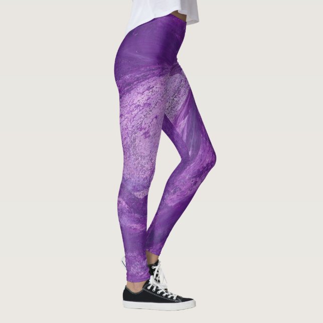 Cool Abstract Purple and Lavender Blends Leggings (Right)