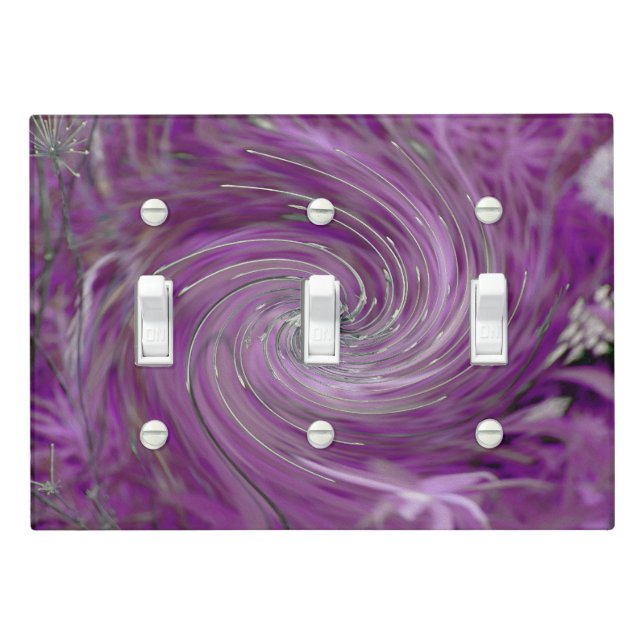 Cool Abstract Purple Floral Swirl Light Switch Cover (In Situ)