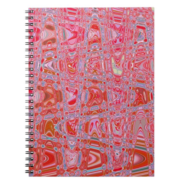 Cool Abstract Red and Pink Retro Zigzag Waves Notebook (Front)