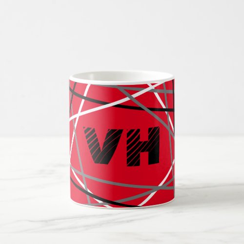 Cool Abstract Red Striped Guitar Name Initials Coffee Mug