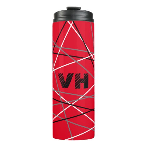 Cool Abstract Red Striped Guitar Name Initials Thermal Tumbler