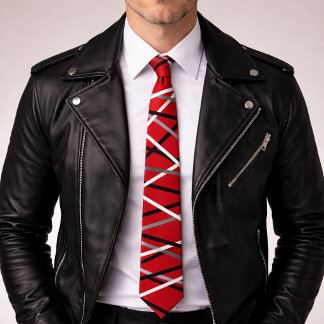 Cool Abstract Red Striped Guitar  Neck Tie