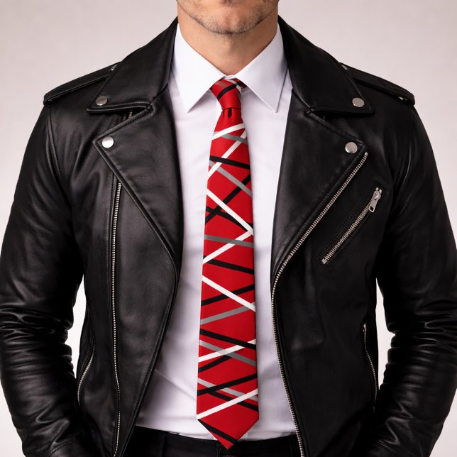 Cool Abstract Red Striped Guitar  Neck Tie (Creator Uploaded)