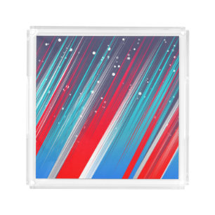 Cool Abstract Red White Blue Brush Strokes Acrylic Tray