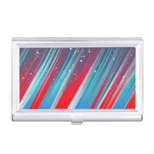 Cool Abstract Red White Blue Brush Strokes Business Card Case