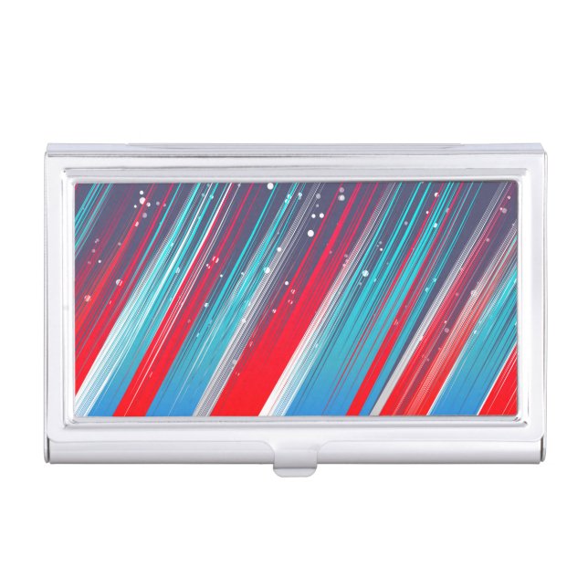 Cool Abstract Red White Blue Brush Strokes Business Card Case (Front)