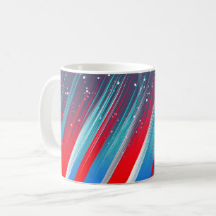 Cool Abstract Red White Blue Brush Strokes Coffee Mug