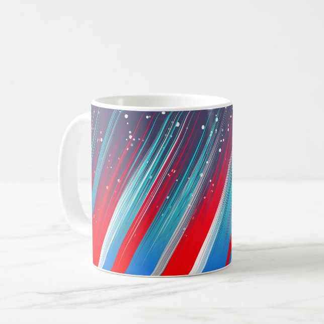 Cool Abstract Red White Blue Brush Strokes Coffee Mug (Front Left)