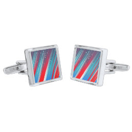 Cool Abstract Red White Blue Brush Strokes Cufflinks