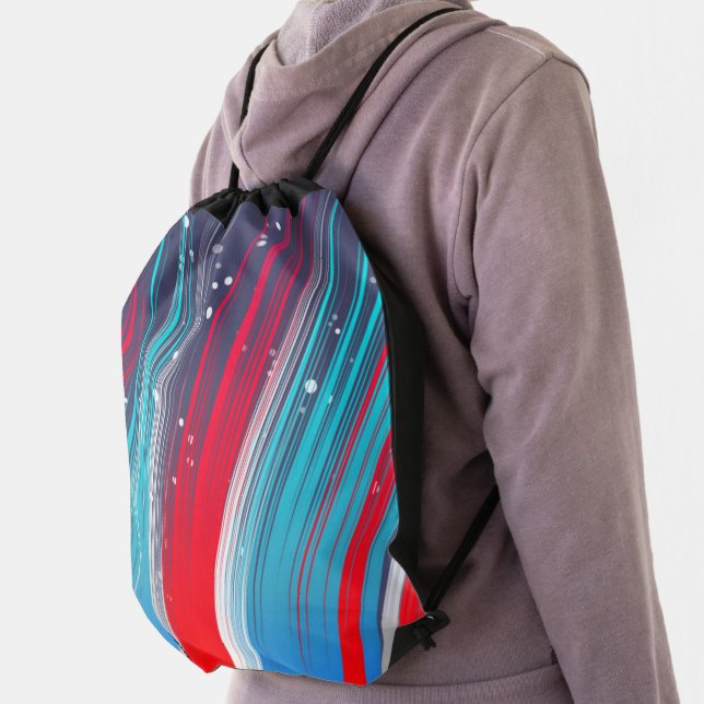 Cool Abstract Red White Blue Brush Strokes Drawstring Bag (Insitu)