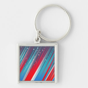 Cool Abstract Red White Blue Brush Strokes Keychain