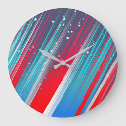 Cool Abstract Red White Blue Brush Strokes Large C Large Clock