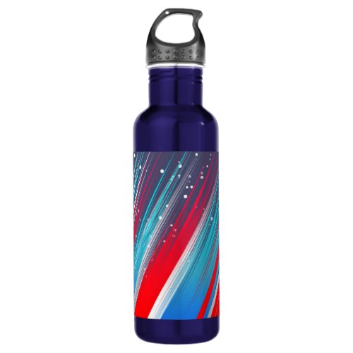 Cool Abstract Red White Blue Brush Strokes Stainless Steel Water Bottle