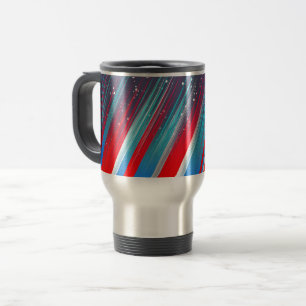 Cool Abstract Red White Blue Brush Strokes Travel Mug