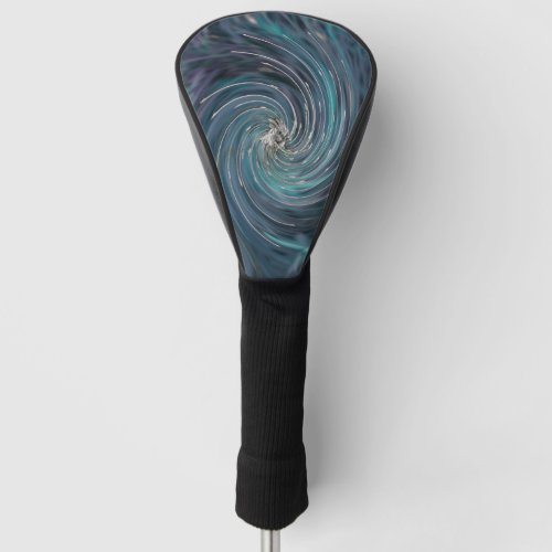 Cool Abstract Retro Black and Teal Cosmic Swirl Golf Head Cover