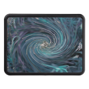 Cool Abstract Retro Black and Teal Cosmic Swirl Hitch Cover