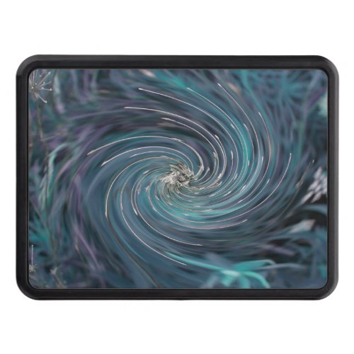 Cool Abstract Retro Black and Teal Cosmic Swirl Hitch Cover
