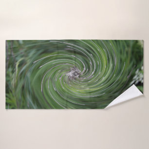 Cool Abstract Retro Chartreuse Green Floral Swirl Bath Towel