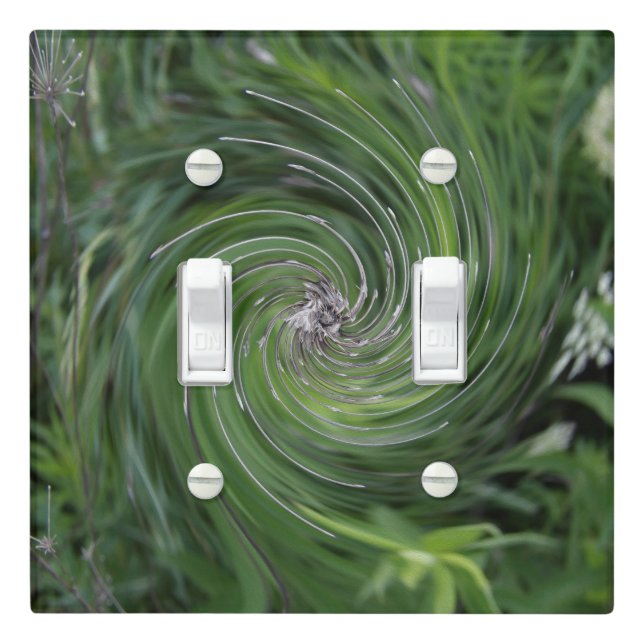 Cool Abstract Retro Chartreuse Green Floral Swirl Light Switch Cover (In Situ)