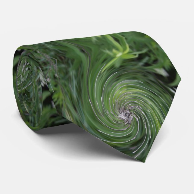 Cool Abstract Retro Chartreuse Green Floral Swirl Neck Tie (Rolled)