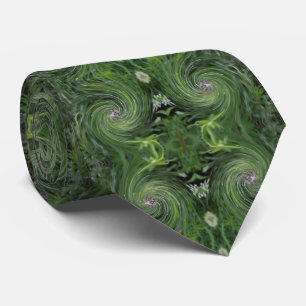 Cool Abstract Retro Chartreuse Green Floral Swirl Neck Tie